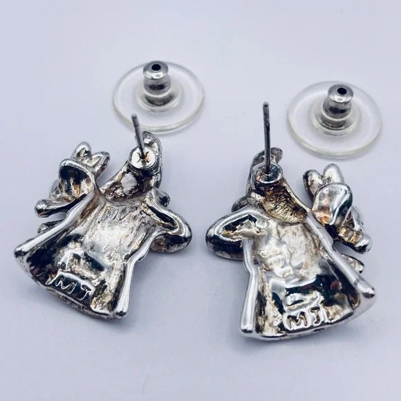 Vintage Rabbit Magic Hat Trick Silver Earrings MJ‎ Costume Jewelry - Picture 8 of 11